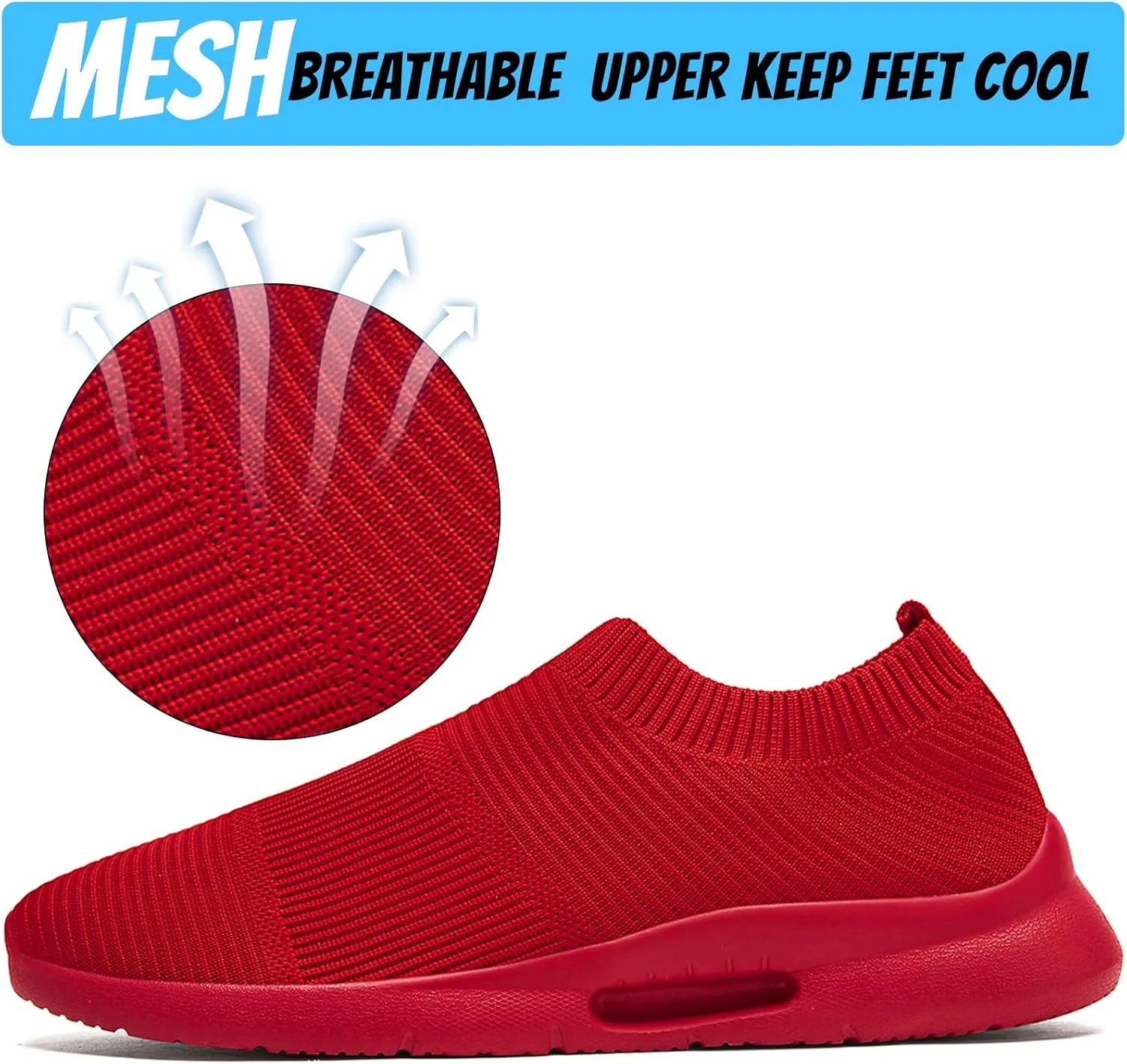 Mens Slip On Walking Shoes Mens Running Shoes Mesh Breathable Tennis Sneakers