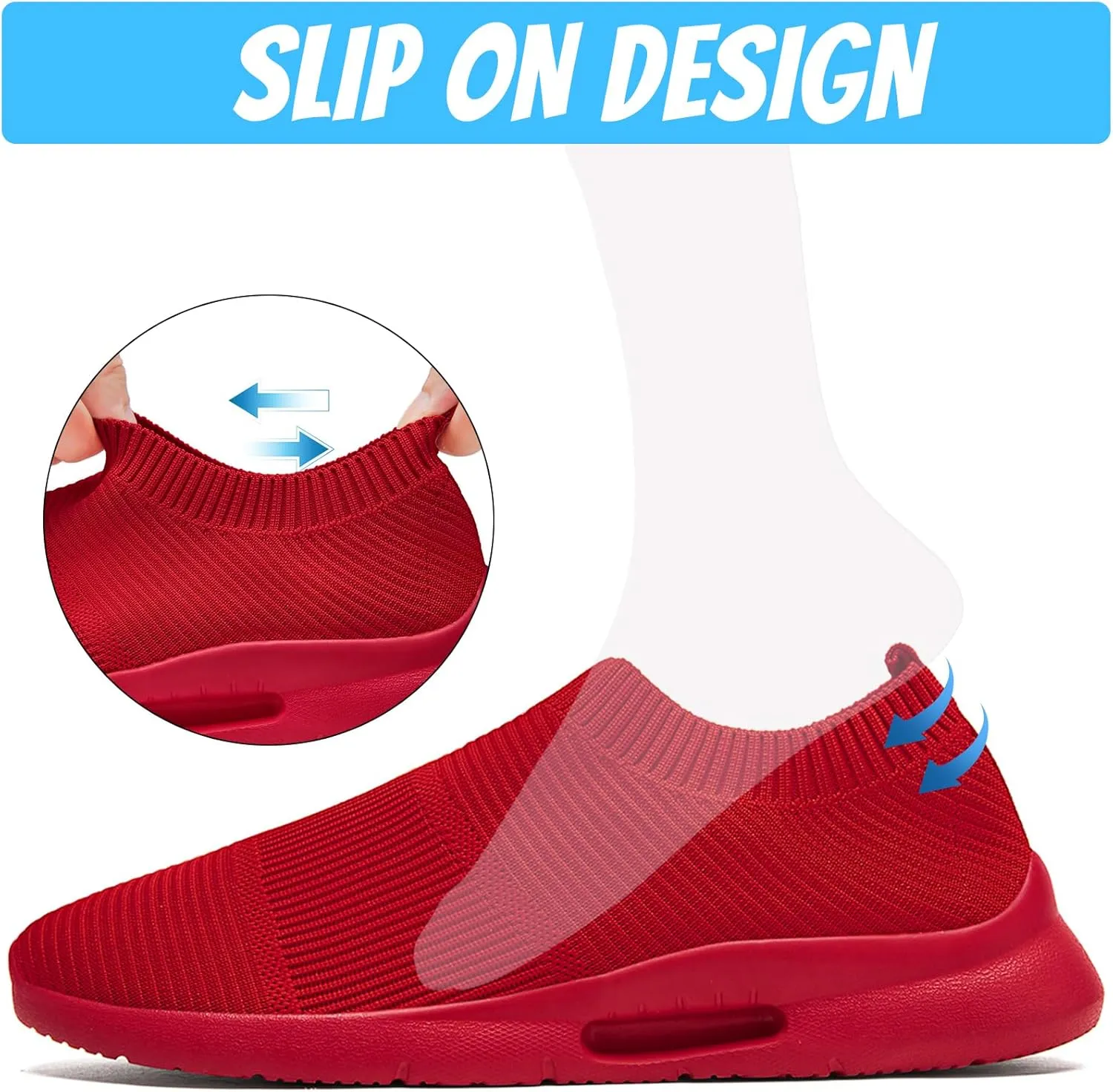 Mens Slip On Walking Shoes Mens Running Shoes Mesh Breathable Tennis Sneakers