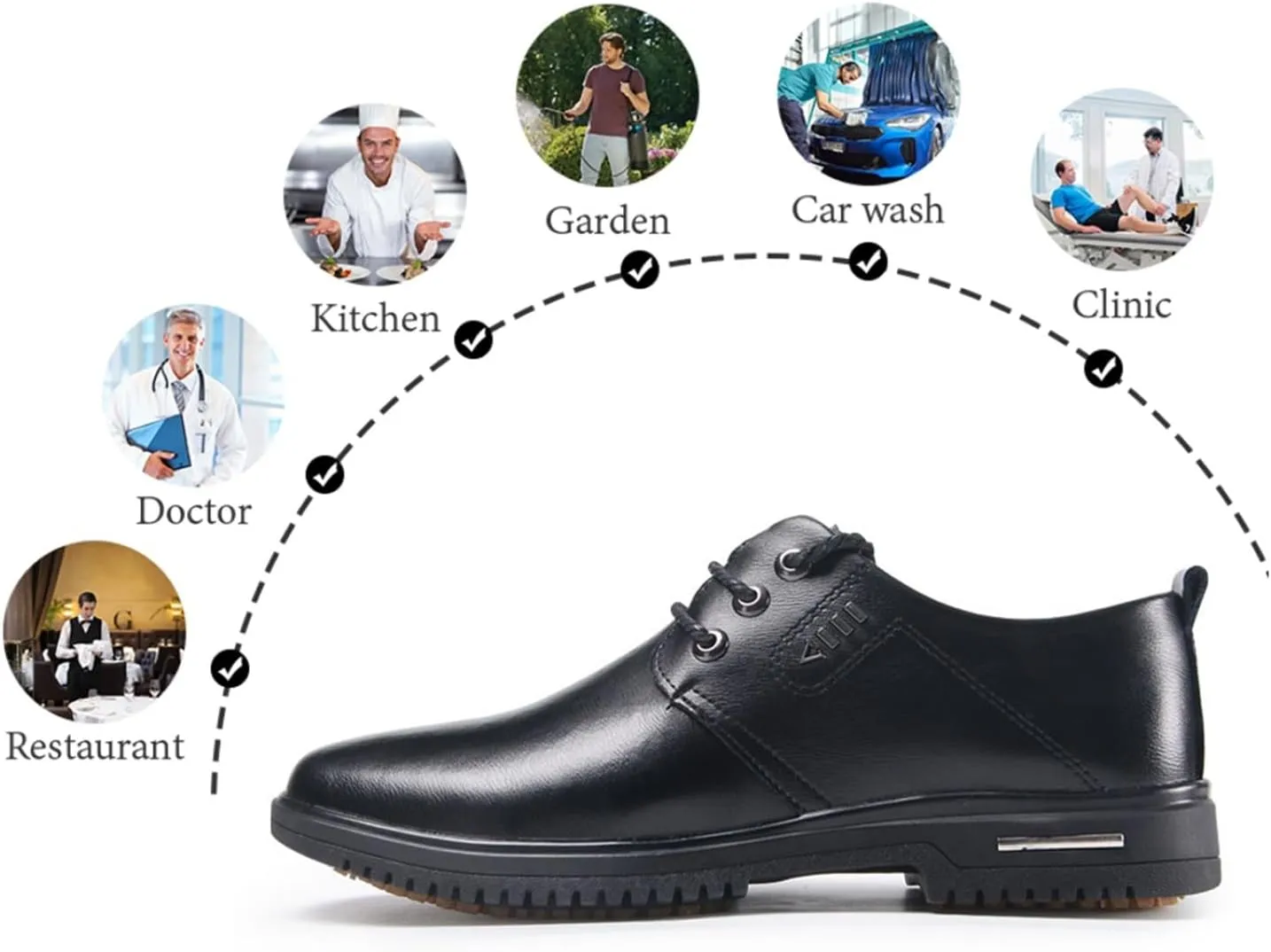 Mens Slip Resistant Lightweight Shock Absorbing Kitchen Chef Shoe, Fashion Breathable Kitchen Food Service Shoes, Garden Hospital Nurse Shoes, for Restaurant Hospital Cafe
