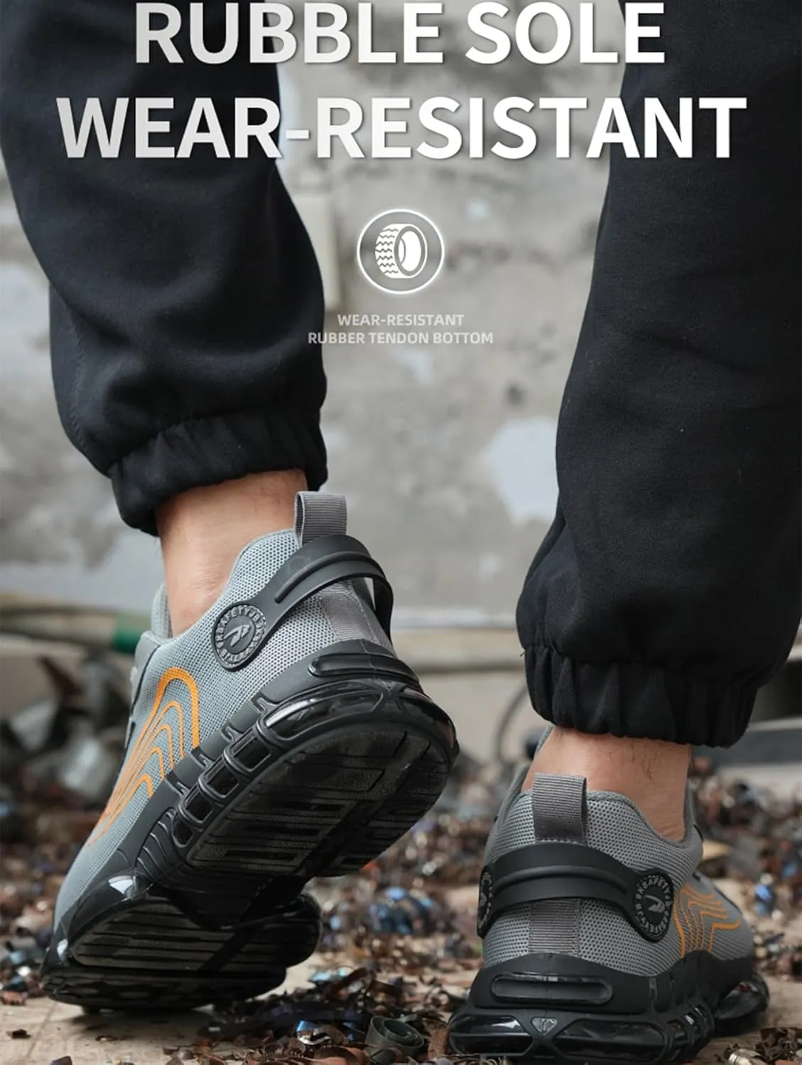 Men's Steel Toe Work Shoes Breathable Lightweight Anti-Smash Anti-Puncture Site Protective Shoes Easy On/Off Swivel Buckle Women's Safety Shoes
