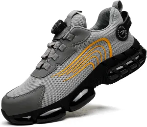 Men's Steel Toe Work Shoes Breathable Lightweight Anti-Smash Anti-Puncture Site Protective Shoes Easy On/Off Swivel Buckle Women's Safety Shoes