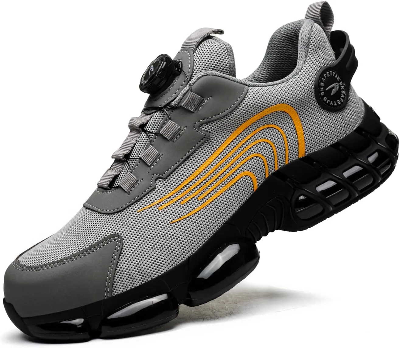 Men's Steel Toe Work Shoes Breathable Lightweight Anti-Smash Anti-Puncture Site Protective Shoes Easy On/Off Swivel Buckle Women's Safety Shoes