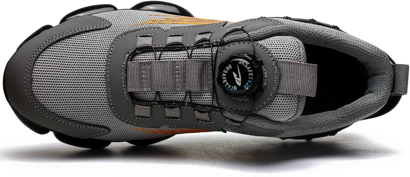 Men's Steel Toe Work Shoes Breathable Lightweight Anti-Smash Anti-Puncture Site Protective Shoes Easy On/Off Swivel Buckle Women's Safety Shoes