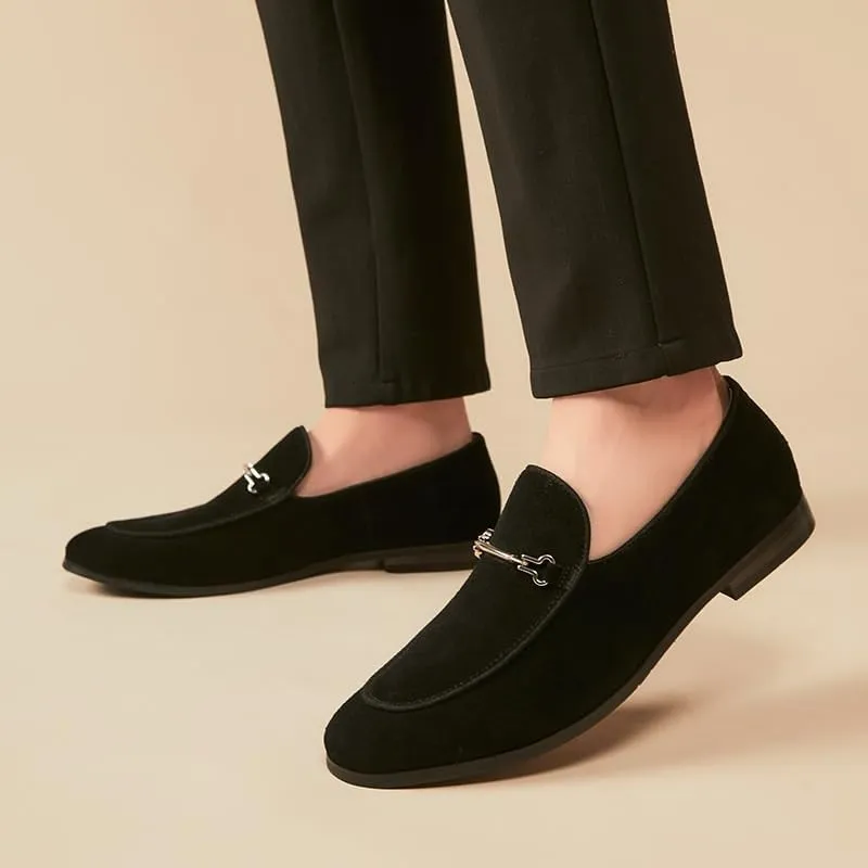 Mens Suede Leather Classic Slip On Oxford Shoes Lightweight Retro Casual Flats Loafers for Daily Walking Business Shoes