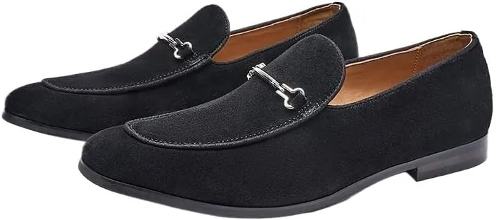 Mens Suede Leather Classic Slip On Oxford Shoes Lightweight Retro Casual Flats Loafers for Daily Walking Business Shoes
