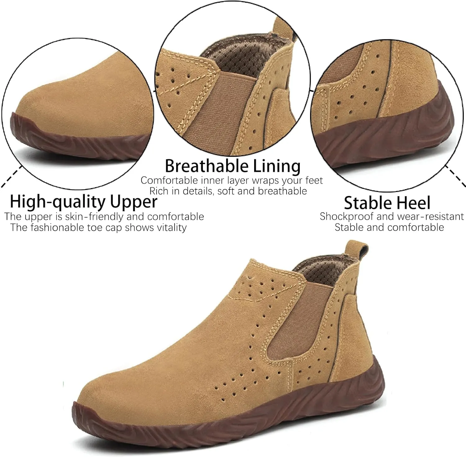 Men's Suede Platform Chukka Boots Casual Comfortable Round Toe Anti-slip Soft Bottom Ankle Booties Lightweight Industrial Walking Working Boots
