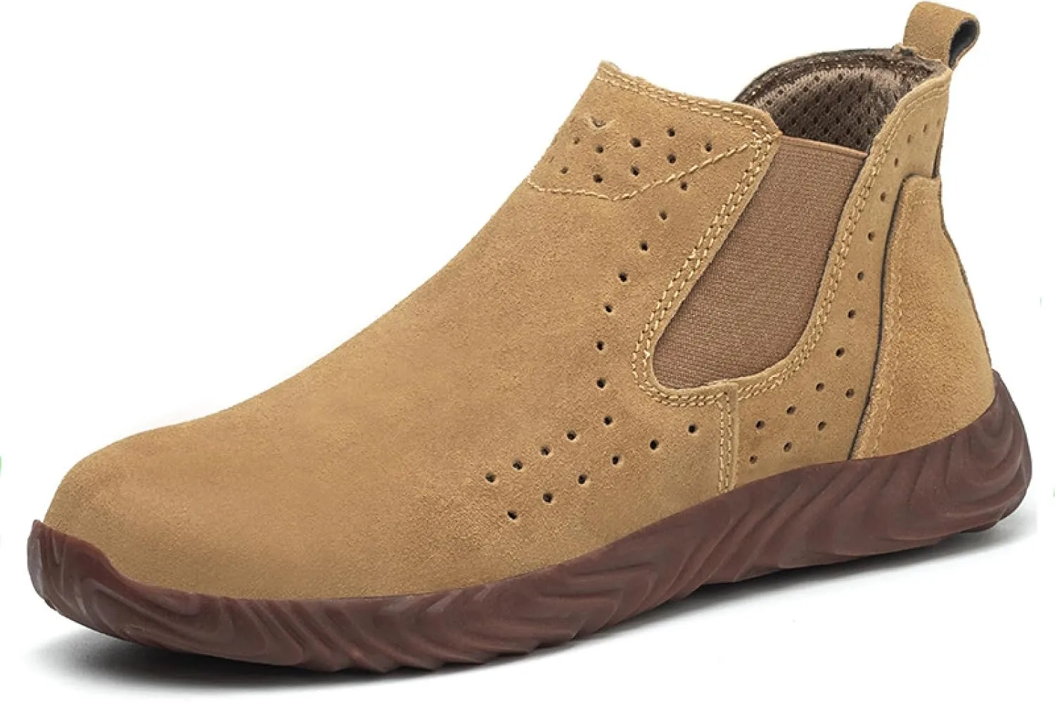 Men's Suede Platform Chukka Boots Casual Comfortable Round Toe Anti-slip Soft Bottom Ankle Booties Lightweight Industrial Walking Working Boots