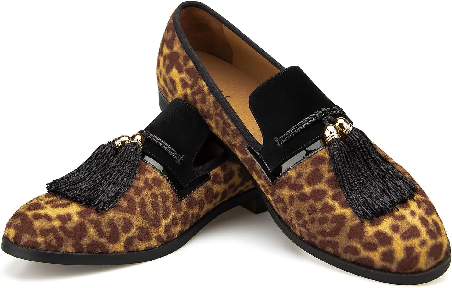 Men's Vintage Velvet Embroidery Noble Loafer Shoes Slip-on Loafer Smoking Slipper Tassel Loafer