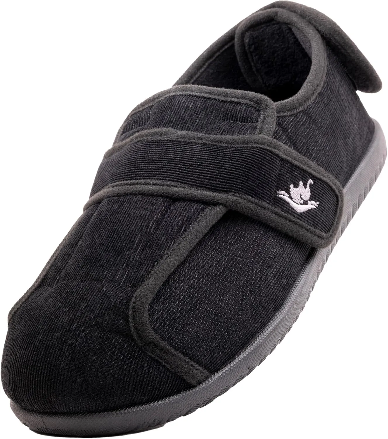 Men's Wide 80-D Memory Foam Diabetic Slippers with Adjustable Closures Breathable Washable Indoor/Outdoor House Shoe w/Anti Slip Sole