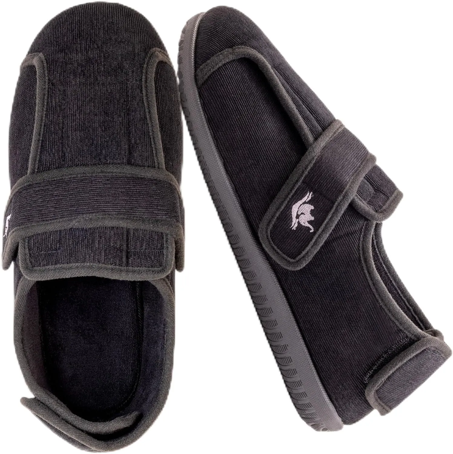 Men's Wide 80-D Memory Foam Diabetic Slippers with Adjustable Closures Breathable Washable Indoor/Outdoor House Shoe w/Anti Slip Sole