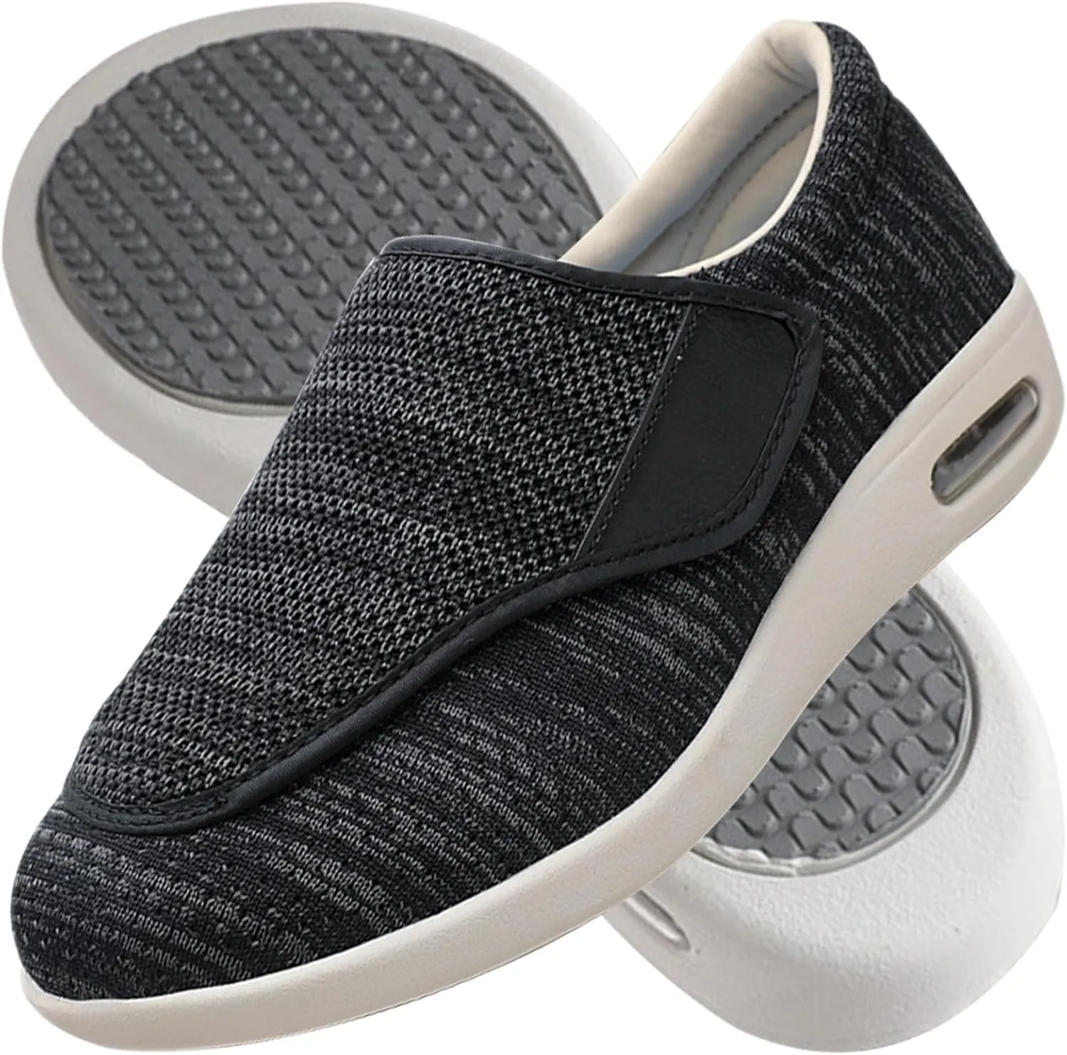 Men's Wide Fit Trainers - Diabetic & Orthopedic Shoes for Swollen Feet - Extra Wide Slippers with Adjustable Closure