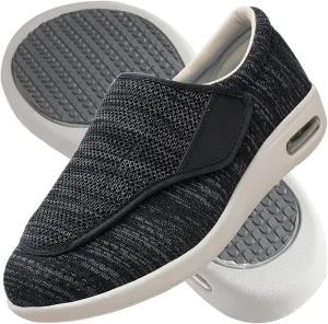 Men's Wide Fit Trainers - Diabetic & Orthopedic Shoes for Swollen Feet - Extra Wide Slippers with Adjustable Closure