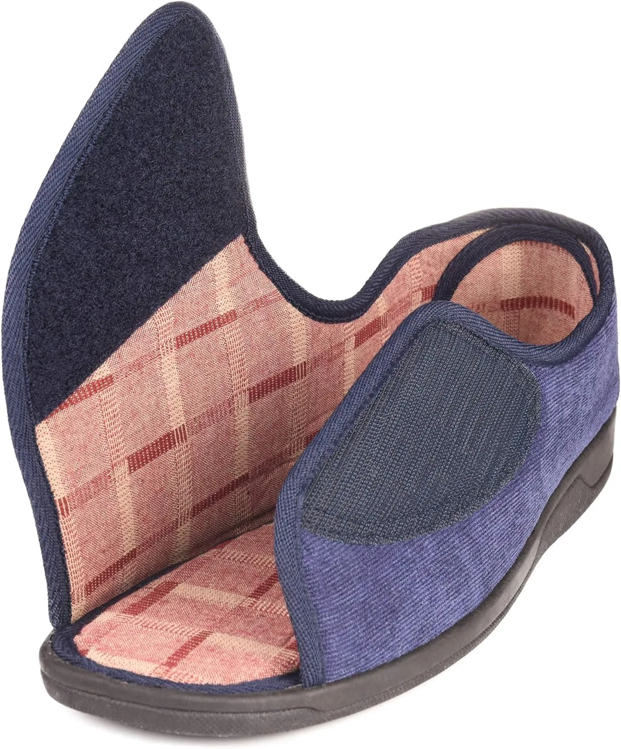 Men's Wide Furry 80-D Memory Foam Diabetic Slipper with Adjustable Closures, Wide Width Warm Plush Fleece Arthritis Edema Swollen Diabetic House Shoes Machine Washable w/Anti Slip Sole