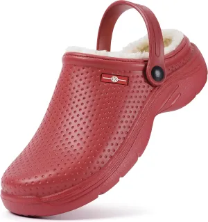 Men's Women's Lined Clogs Winter Waterproof Slippers Slip On Garden Shoes Non-Slip Home House Slipper Indoor Outdoor Mules with Soft Fleece Lining
