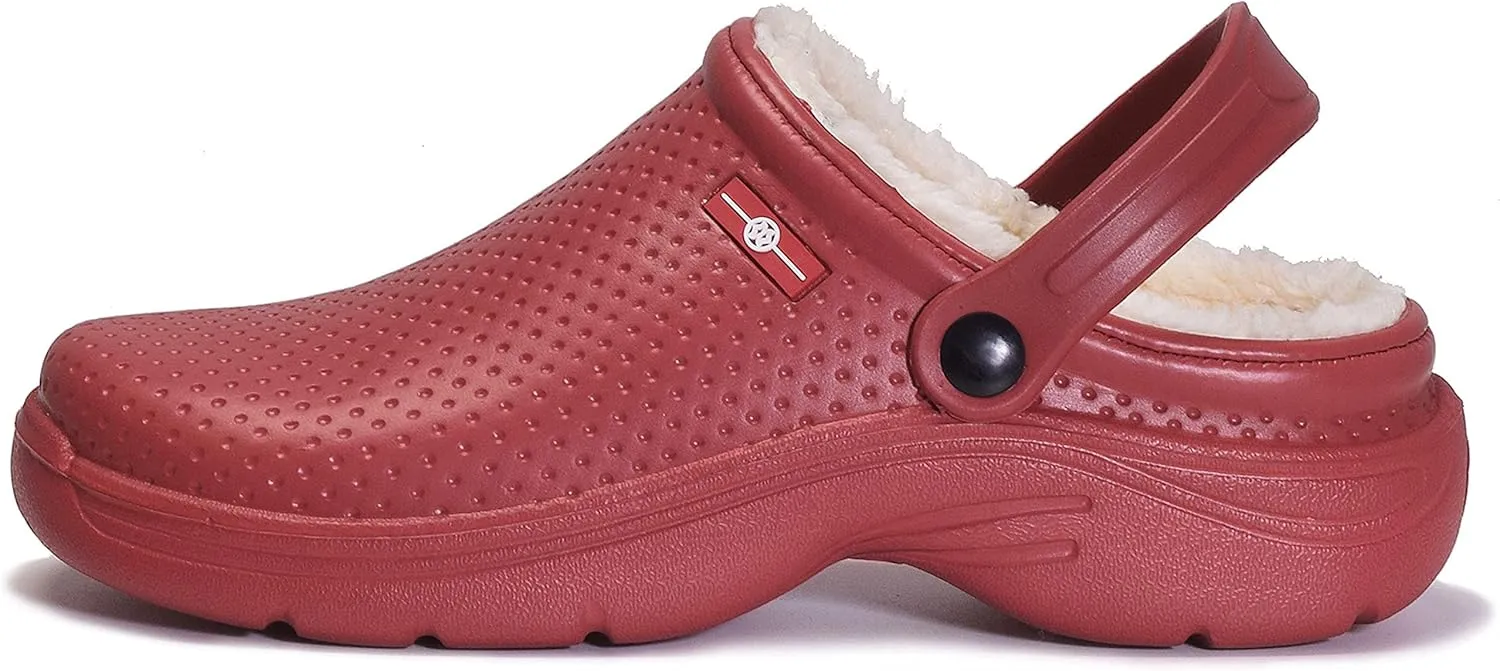 Men's Women's Lined Clogs Winter Waterproof Slippers Slip On Garden Shoes Non-Slip Home House Slipper Indoor Outdoor Mules with Soft Fleece Lining