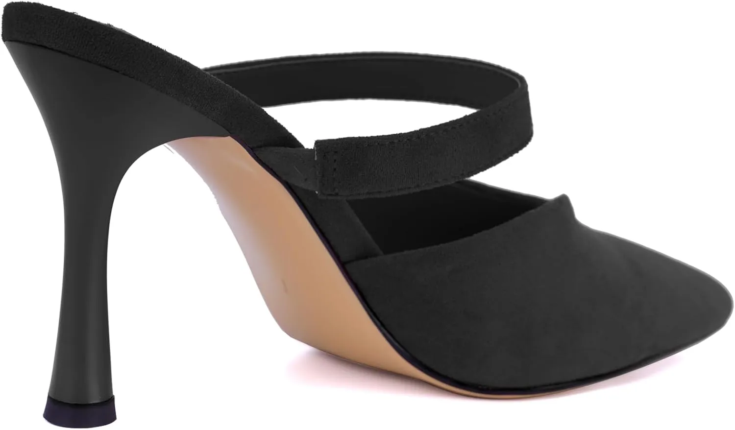 Mesh Pointed Toe Mule Heels for Women Slip On Kitten Heels Sandals Closed Toe Dress Pumps