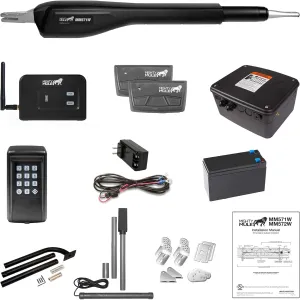 Mighty Mule MM571W-EST Heavy Duty Automatic Package Swing, Smart Bridge, Driveway Sensor, and More, Single Gate Opener, Estate, Black