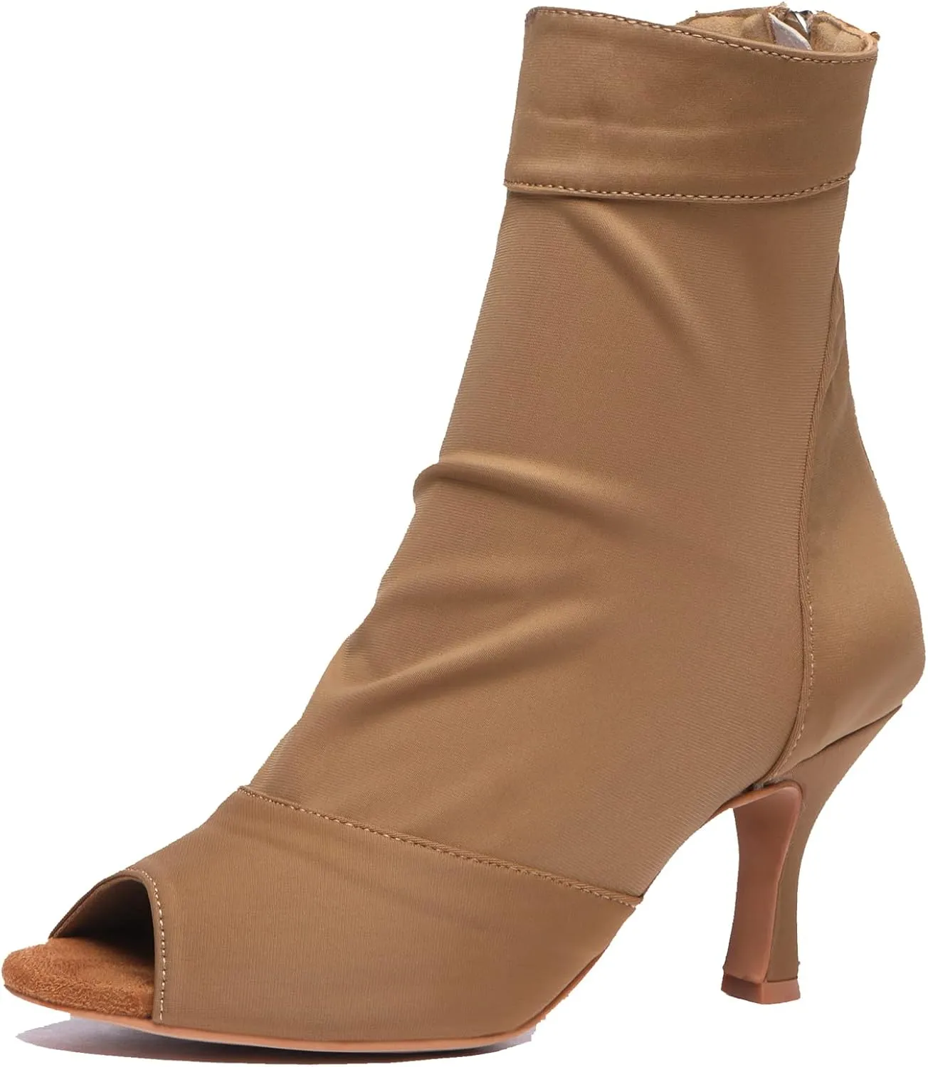 Minishion Womens Latin Dance Sandal Booties Zip Party Evening Boots Shoes