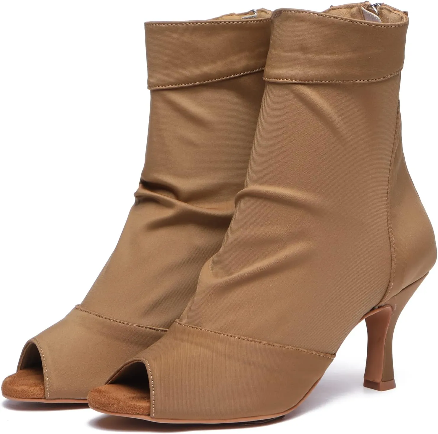 Minishion Womens Latin Dance Sandal Booties Zip Party Evening Boots Shoes