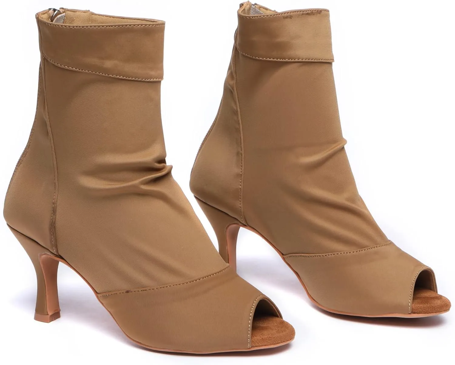Minishion Womens Latin Dance Sandal Booties Zip Party Evening Boots Shoes
