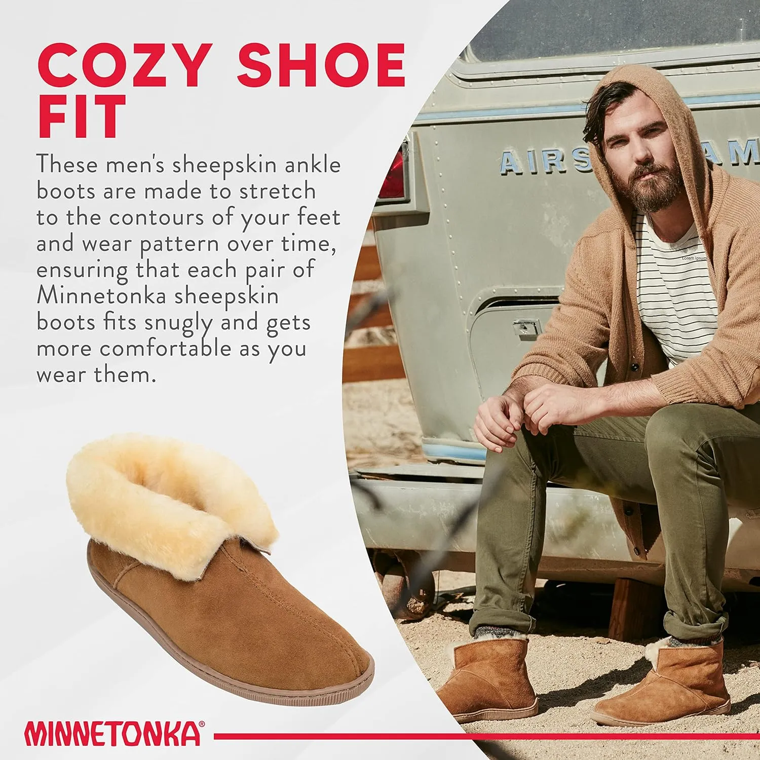 Minnetonka Men's Sheepskin Ankle Boot