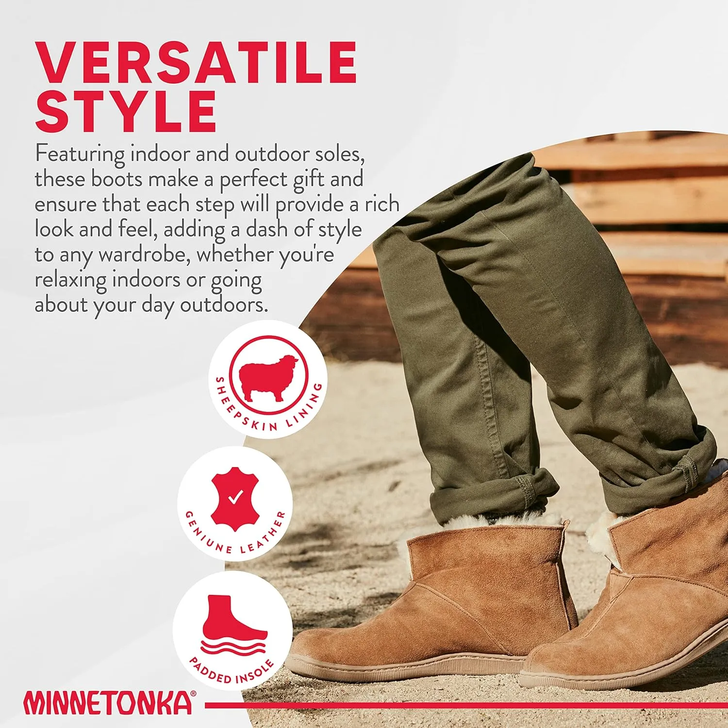 Minnetonka Men's Sheepskin Ankle Boot