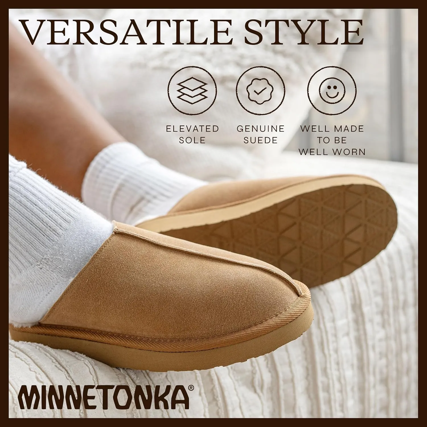 Minnetonka Women's Stefanie Suede Slip On Clog Scuff Slipper