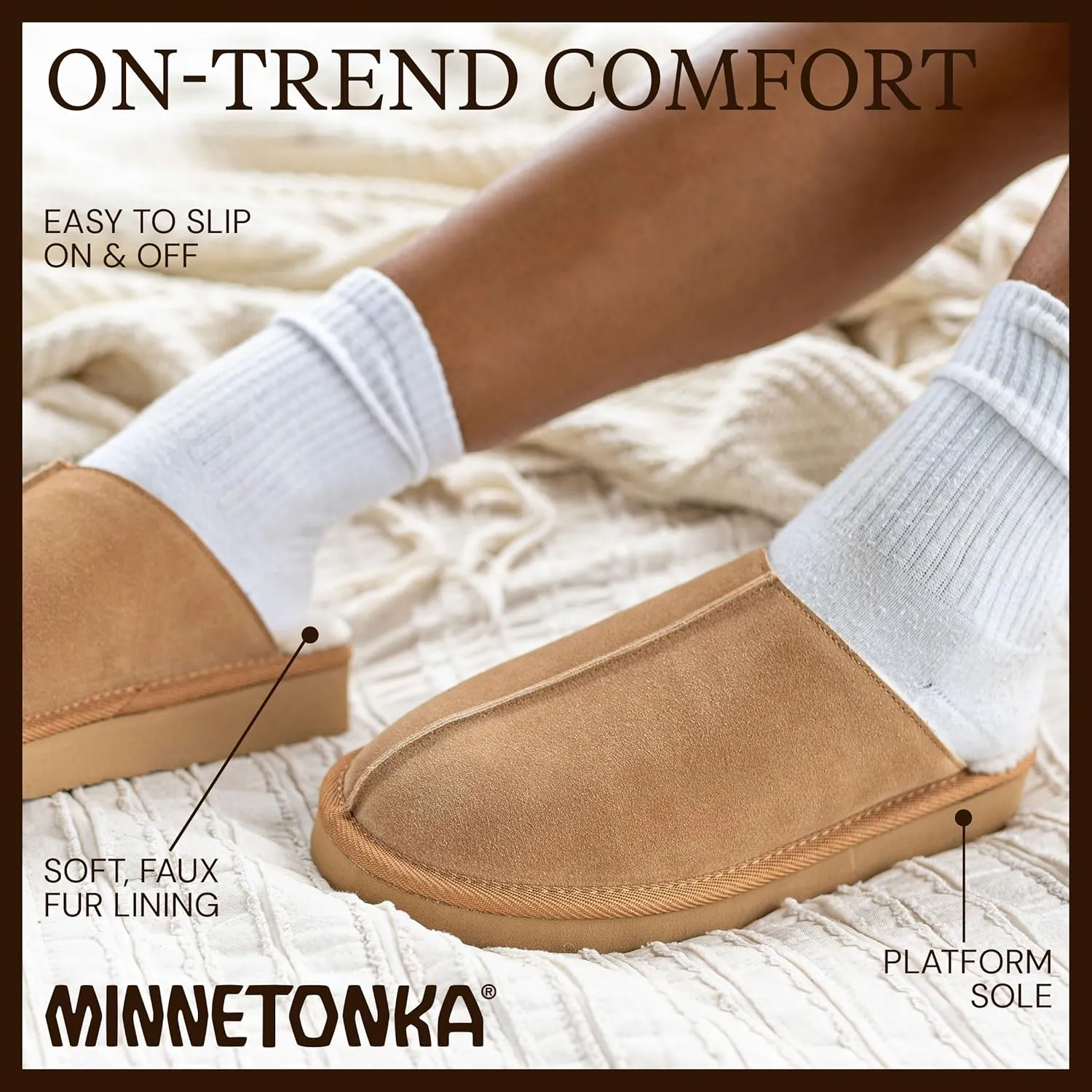 Minnetonka Women's Stefanie Suede Slip On Clog Scuff Slipper