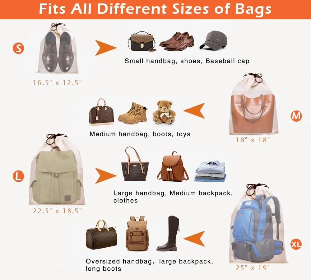 MISSLO Set of 3 Cotton Breathable Dust-proof Drawstring Storage Pouch Multi-functional Bag. Pack 3 S