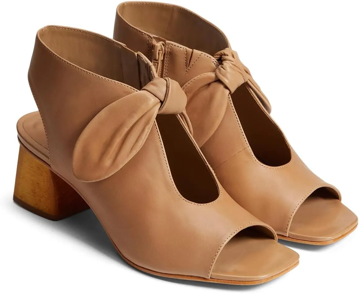MOOMMO Women Heeled Sandals with Bow Open Toe Low Chunky Block Heel Sandal Booties Cutout 2" Heels Backless Slingback Dress Shoes Peep Toe Back Zipper Suede Sandal Dressy Casual Summer Beach 4-13 M US