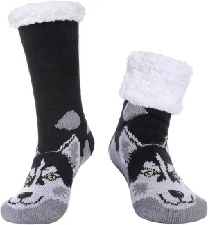 MQELONG Men's Slipper Socks Winter Fuzzy Fleece Lined Cozy Thermal Non-Slip Indoor Christmas Socks