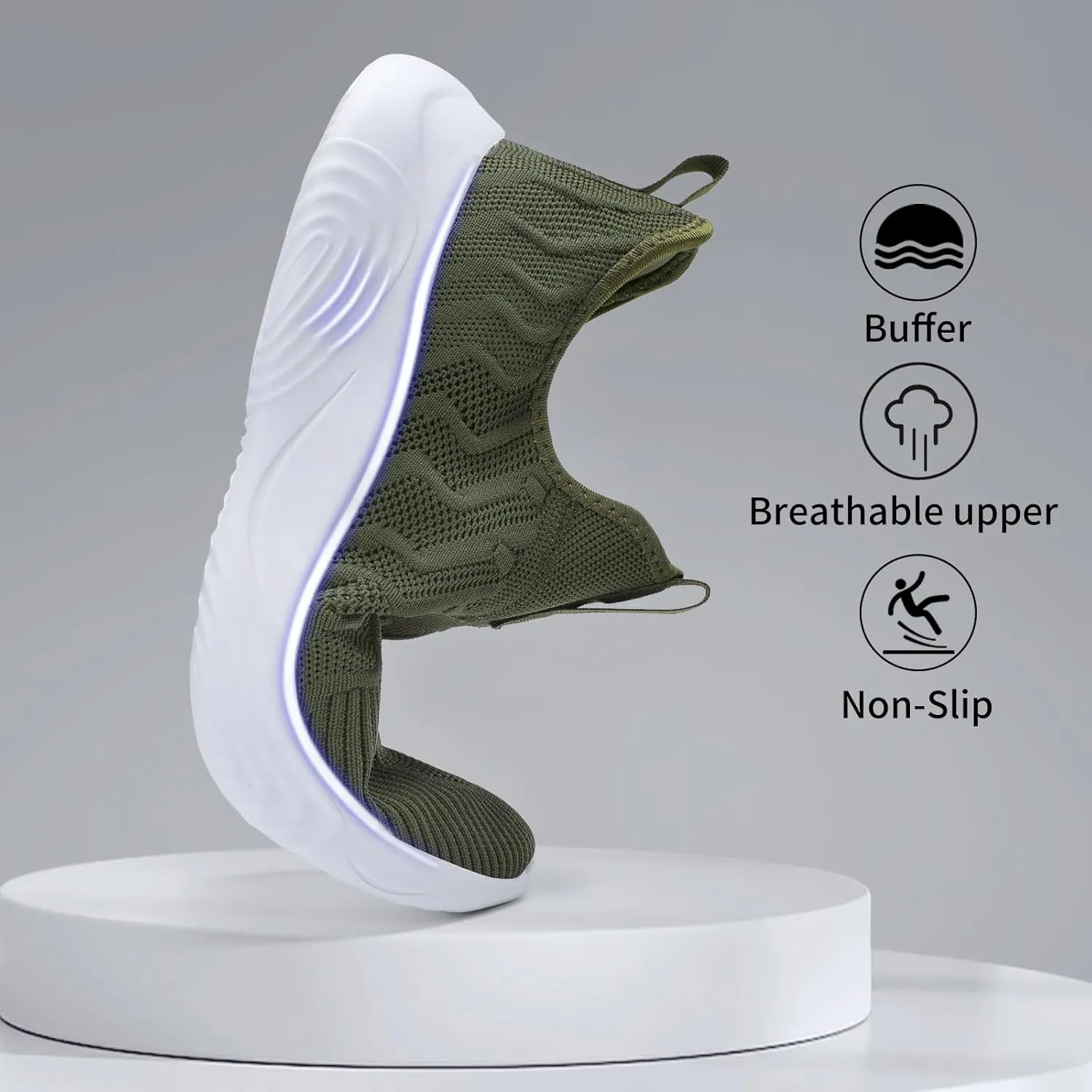 MRIP Mens Slip On Walking Shoes Lightweight Non Slip Gym Workout Running Shoes Mesh Breathable Cushion Fashion Tennis Athletic Casual Sneakers
