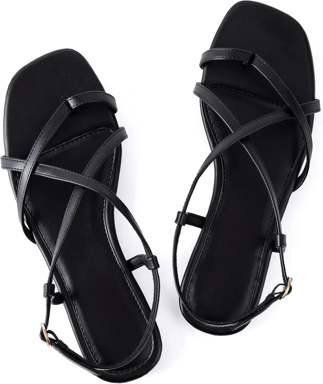 Mtzyoa Women Flat Sandals Summer Gladiator Adjustable Ankle Strappy Dressy Cross Vacation Comfort Cushioning Leather Non-Slip Casual Party Trendy