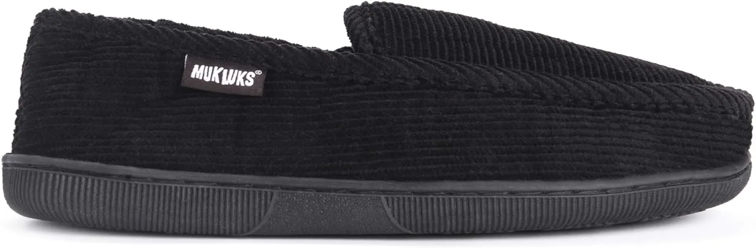 Muk Luks Men's Corduroy Moccasin with Flannel Lining Slip-On Loafer