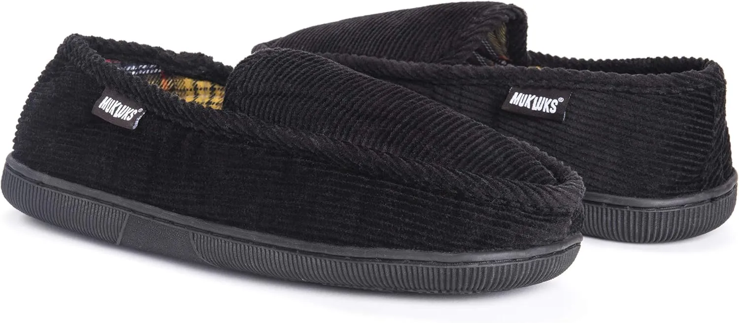 Muk Luks Men's Corduroy Moccasin with Flannel Lining Slip-On Loafer
