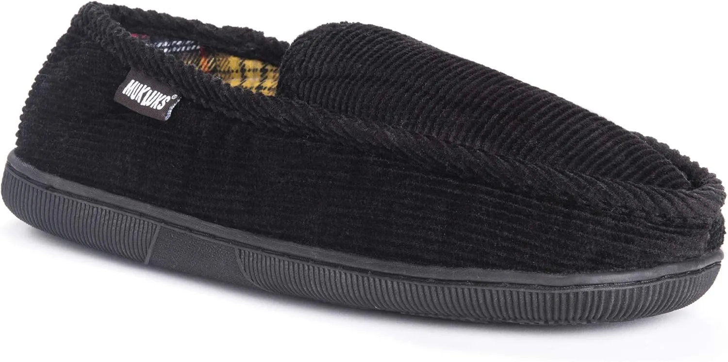 Muk Luks Men's Corduroy Moccasin with Flannel Lining Slip-On Loafer