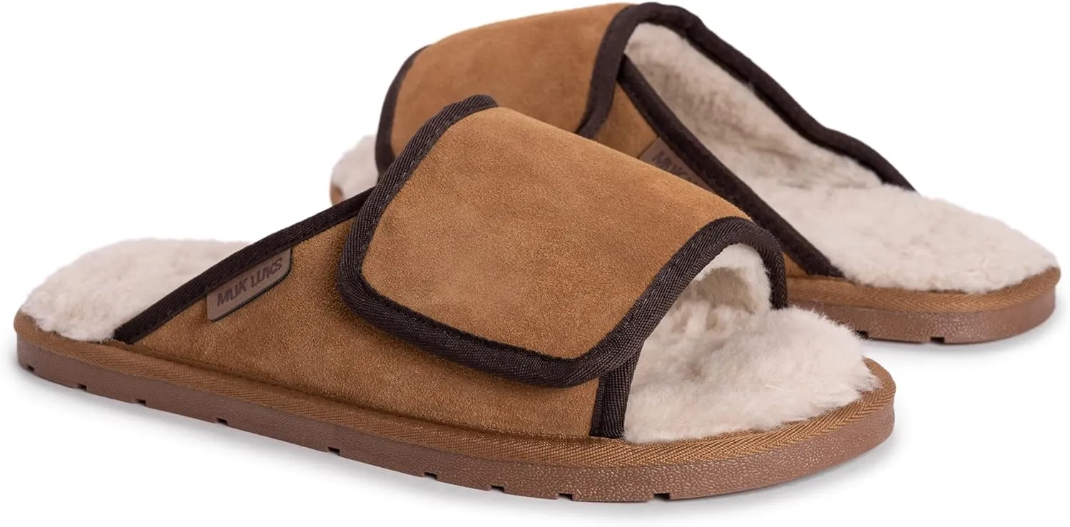 MUK LUKS Men's Leather Goods Topher Open Toe Slipper