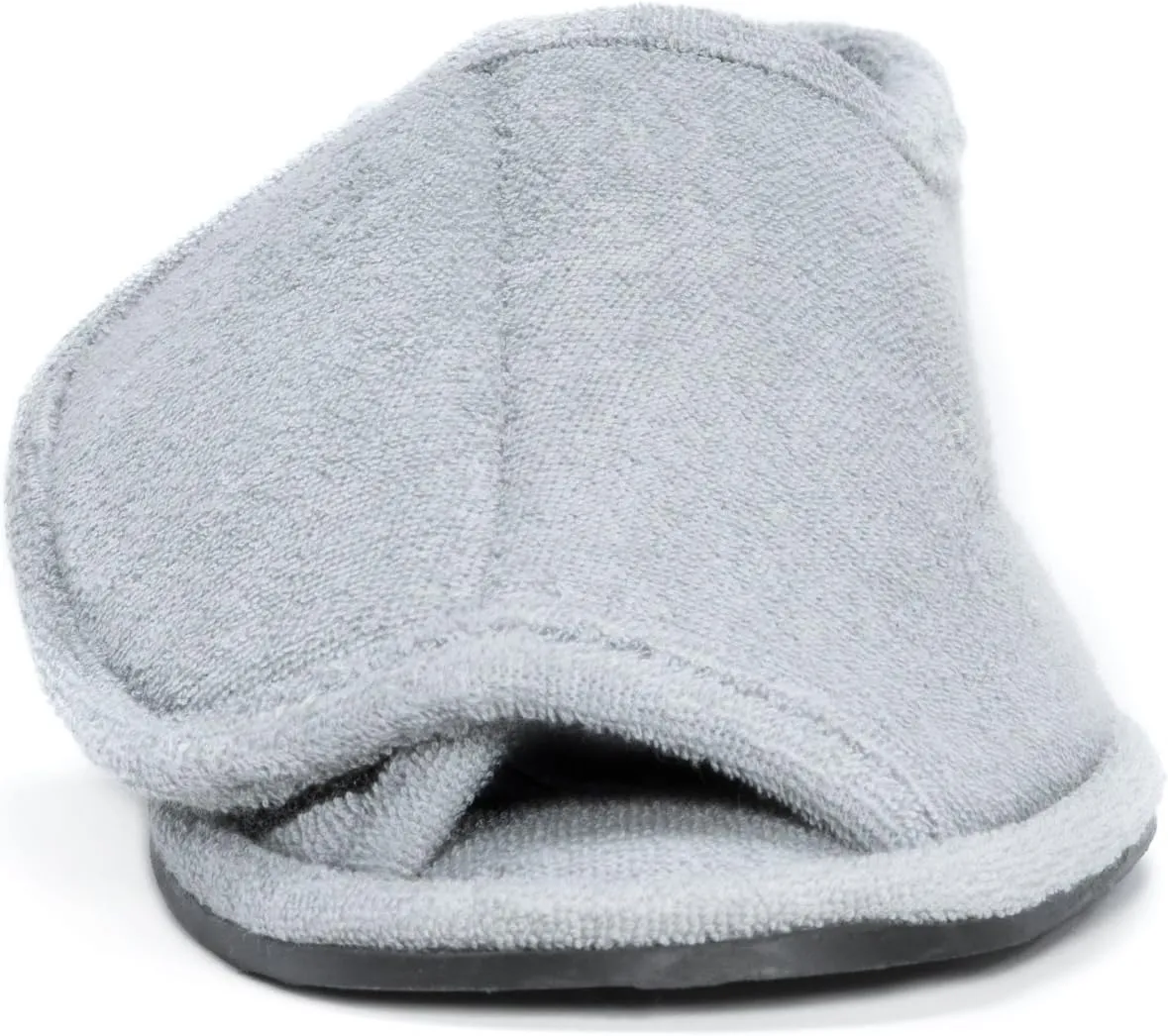 MUK LUKS Men's Terry Adjustable Open Toe Full Foot-Navy Slipper