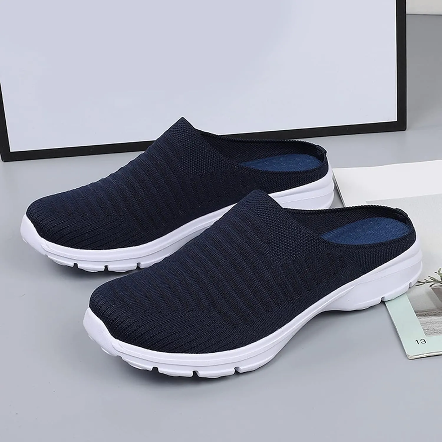 Mules for Women 2025 Backless Walking Sneakers Running Shoes for Women Comfort Slip On Shoes Casual Black Sneakers Tennis Shoe Loafers Casual Slip On