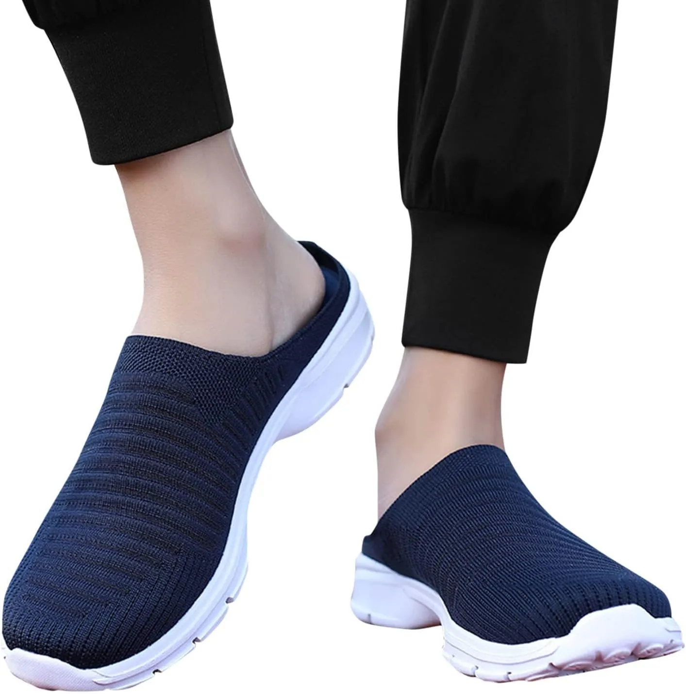 Mules for Women 2025 Backless Walking Sneakers Running Shoes for Women Comfort Slip On Shoes Casual Black Sneakers Tennis Shoe Loafers Casual Slip On