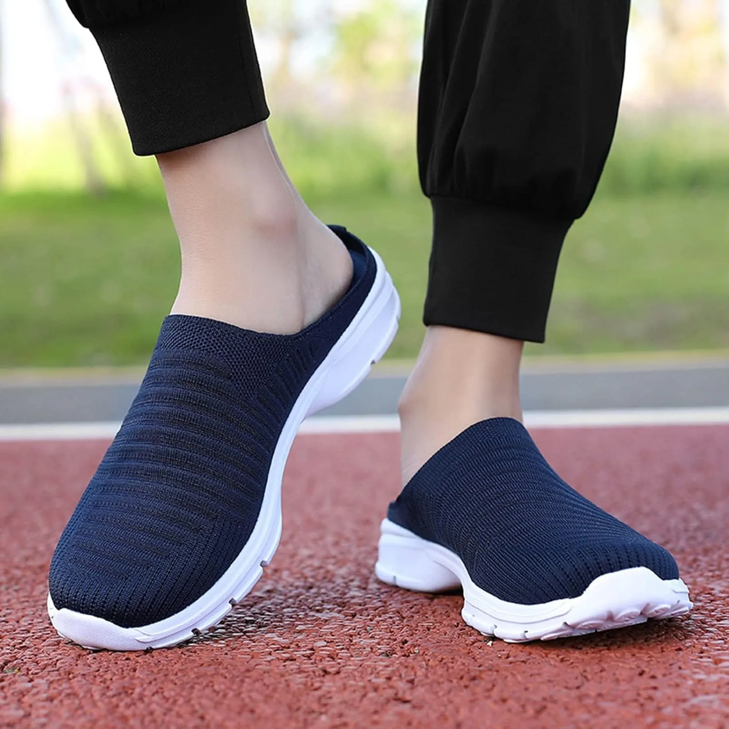 Mules for Women 2025 Backless Walking Sneakers Running Shoes for Women Comfort Slip On Shoes Casual Black Sneakers Tennis Shoe Loafers Casual Slip On