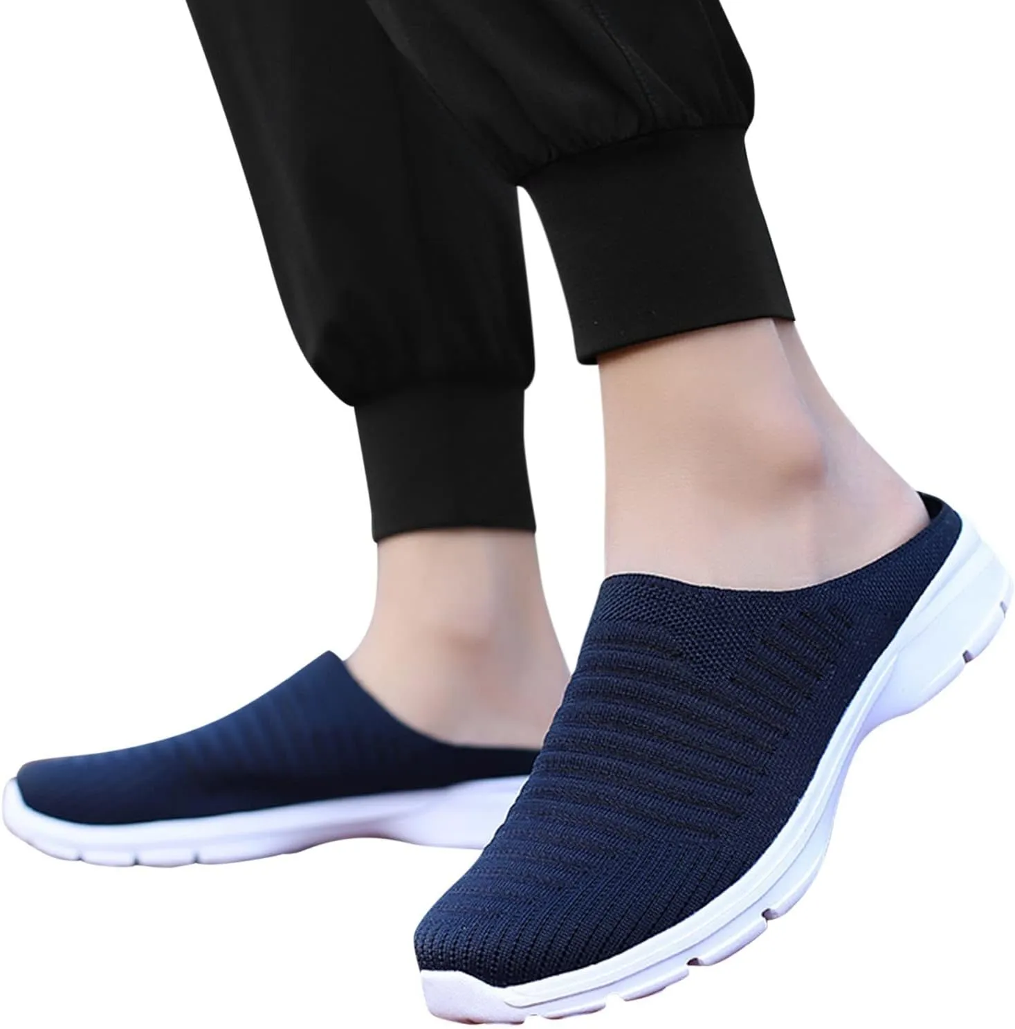 Mules for Women 2025 Backless Walking Sneakers Running Shoes for Women Comfort Slip On Shoes Casual Black Sneakers Tennis Shoe Loafers Casual Slip On