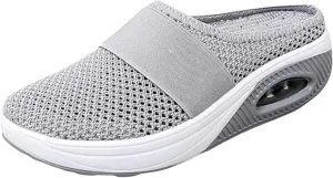 Mules for Women Breathable Mesh Walking Mules Sneakers Arch Support Slippers Outdoor Casual Non Slip Orthopedic Sneakers Slip-On Open Back Mule Platform Wedge Closed Toe Shoes