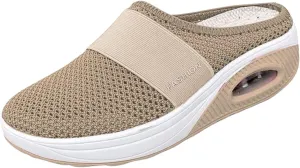 Mules for Women Comfortable Summer Comfort Mesh Hollow Out Backless Walking Sneakers Trendy Slip On Diabetic Air-Cushion Orthopedic Shoes BreathableWedge Platform Slippers with Arch Support