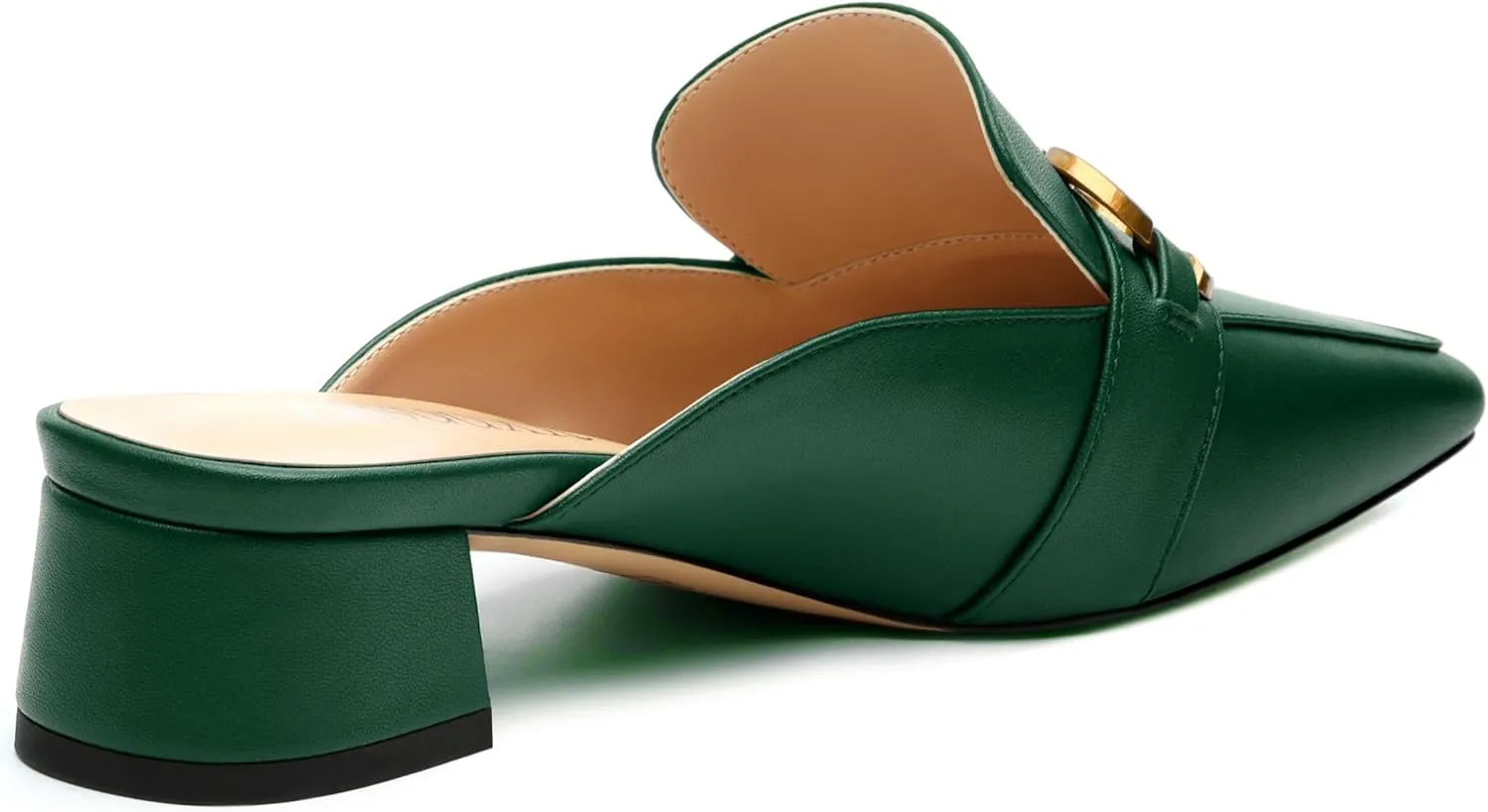 Mules Shoes for Women, Women's Chunky Mules Square Toe Slip on Comfortable Dress Casual Low Heel Metal Buckle Backless Slides Loafer Shoes 1.4 Inch