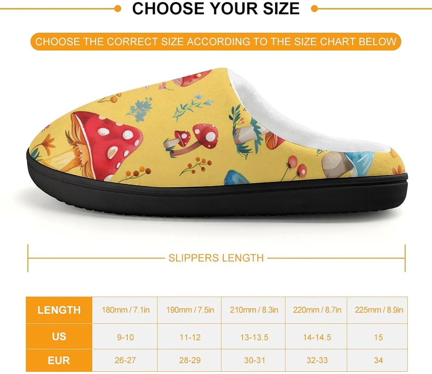 Mushroom Kids Toddler Cotton Slippers Slip-on House Shoes for Bedroom Indoor Outdoor