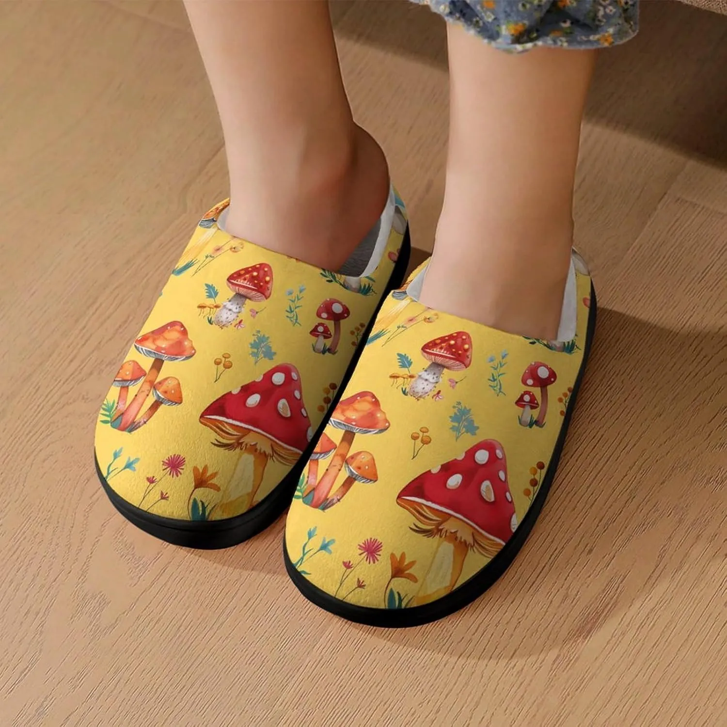 Mushroom Kids Toddler Cotton Slippers Slip-on House Shoes for Bedroom Indoor Outdoor