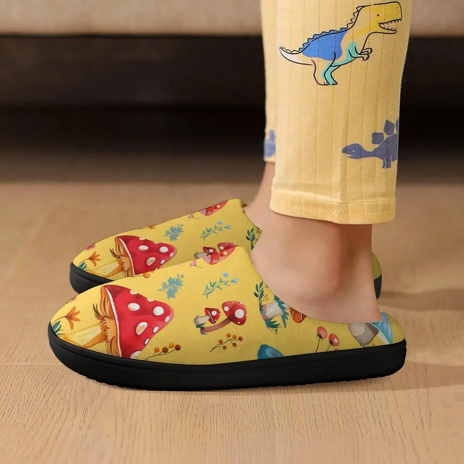 Mushroom Kids Toddler Cotton Slippers Slip-on House Shoes for Bedroom Indoor Outdoor
