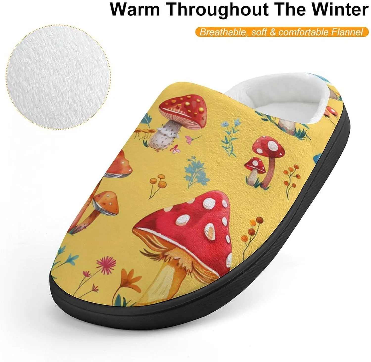Mushroom Kids Toddler Cotton Slippers Slip-on House Shoes for Bedroom Indoor Outdoor