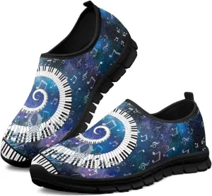 Music Walking Shoes for Women,Low Top Casual Sneaker Light Weight Road Running Shoes Breathable Teenis Workout Sneakers